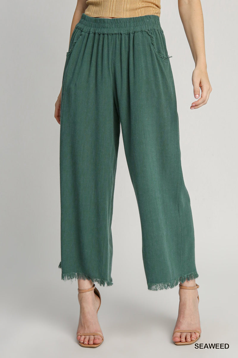 Linen Raw Hem Pants