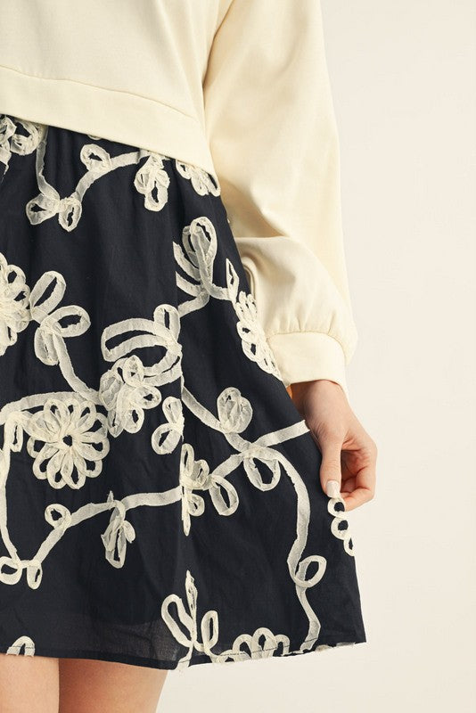 Black Floral Embroidered Dress