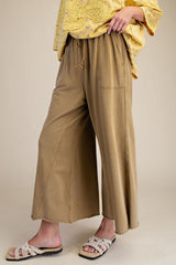 Ankle Olive Mineral Wash Terry Pants