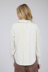 Oatmeal Long Sleeve V Neck Collared Shirt