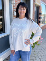 Cream Peace and Joy Sweater With Detail Side Slit
