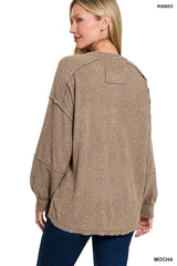 Exposed Seam Henley Sweater