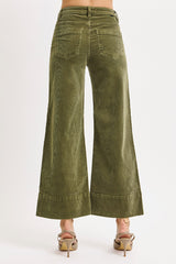 Frankie's Olive High Rise Corduroy Crop Pants