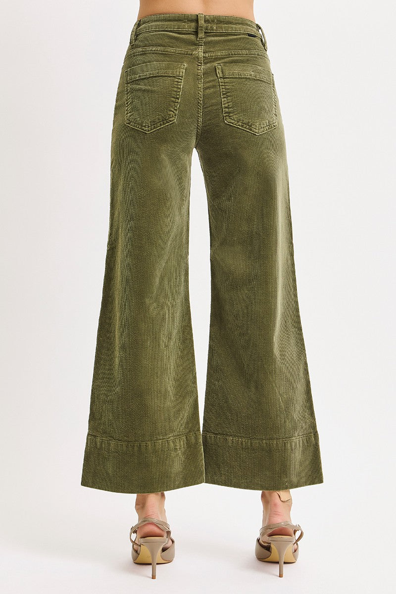 Frankie's Olive High Rise Corduroy Crop Pants