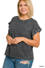 Curvy Crinkle Washed Round Neck Tee