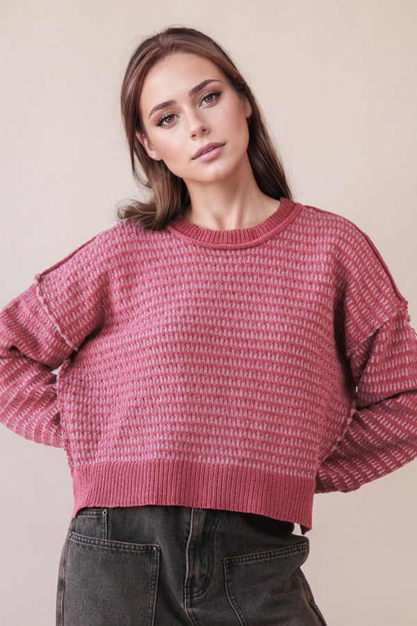 Chunky Knit Exposed Seam Sweater