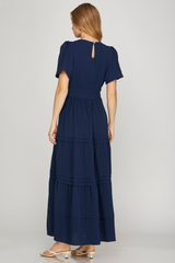 Short Sleeve Surplice Maxi Dress