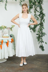 Sweetheart Smocked Mock Button Dress