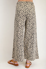 Leopard Mineral Wash Pants with Drawstring