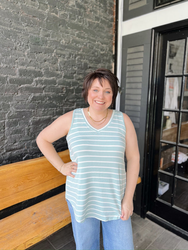 Soft Striped V Neck Tank Top