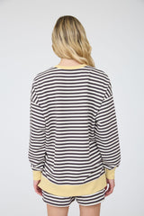Charcoal Striped Boxy Knit Top