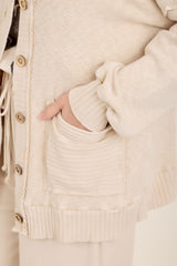 Beige Melange Sweater Cardigan