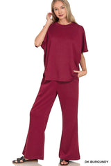 Scuba Curved Hem Top and Pants Set