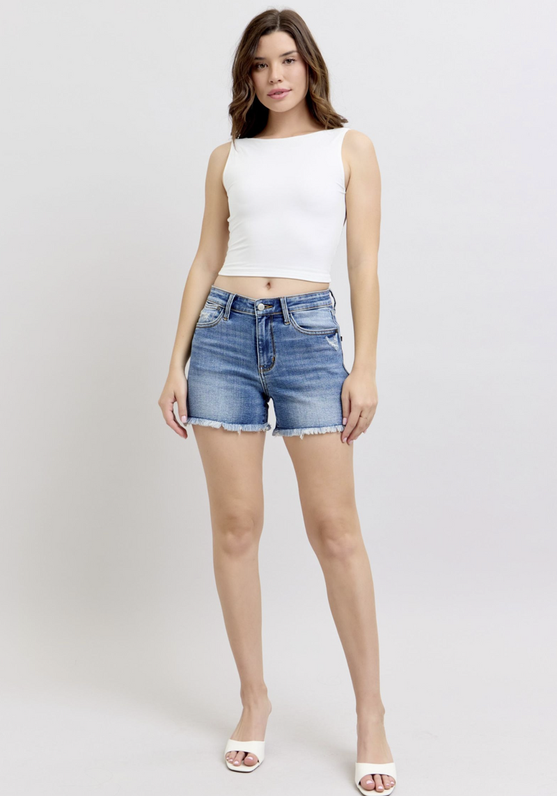 Marshal High Rise Vintage Washed Frayed Hem Shorts