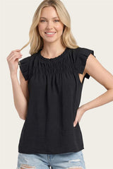 Black Smocked Top