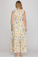 Cream Sleeveless Tiered Beach Maxi Dress