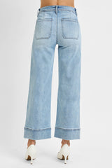 April's Light Wash High Rise Wide Leg Crop Jeans