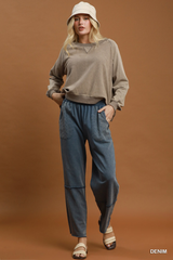 Terry Mineral Wash Wide Pants