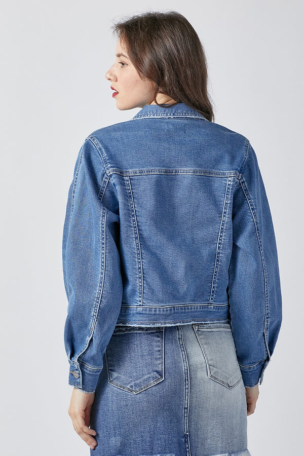 Denim Balloon Sleeve Jacket
