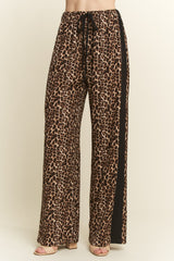 Curvy Leopard Wide Leg Pant With Stripe