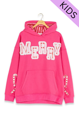 Youth Hot Pink Merry Hooded Sweatshirt