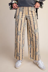 Mustard Flower Printed Soft Stretch Pants