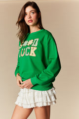 Green Good Luck Patch Crewneck