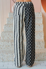 Mix Dot and Stripe Wide Leg Pants