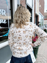 Cream Floral Crew Neck Sweater