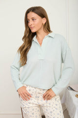 Exposed Seam Long Sleeve Collared Shirt