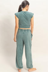 Dark Teal Crossover Top and Jogger Set
