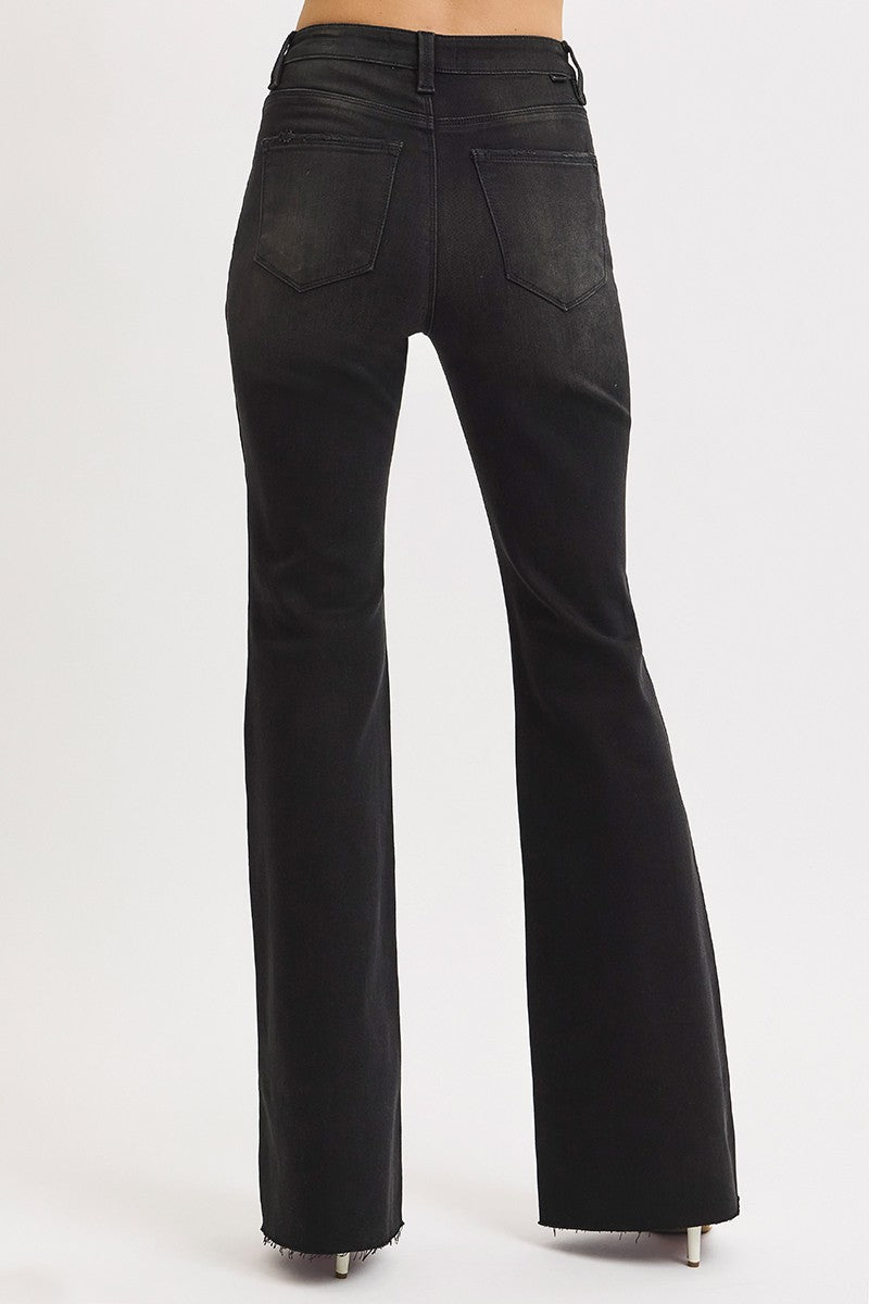 Bruce's Black High Rise Flare Raw Hem Jeans