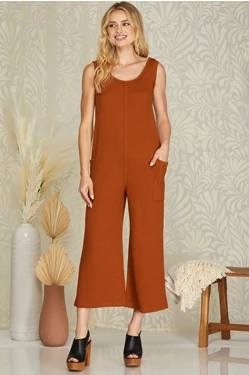 Rust Sleeveless Wide Leg Jumper
