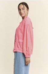Curvy Neon Pink Cotton Jacket
