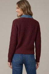 Denim Collared Wine Sweater