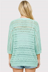 Mint Crochet Dolman Sleeve Sweater