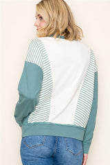 Striped Color Block Crewneck