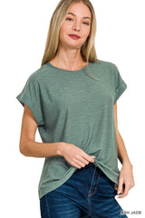 Heathered Cuffed Sleeve Tee