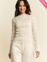 Curvy Cream Floral Print Knit Top