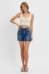 Asher High Rise Cut Hem Side Slit Shorts