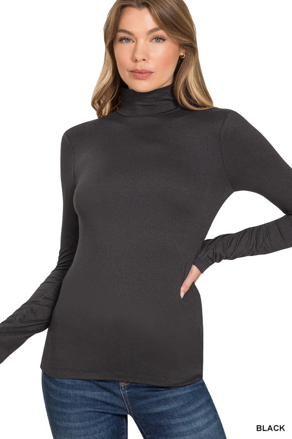 Microfiber Long Sleeve Mock Neck Top
