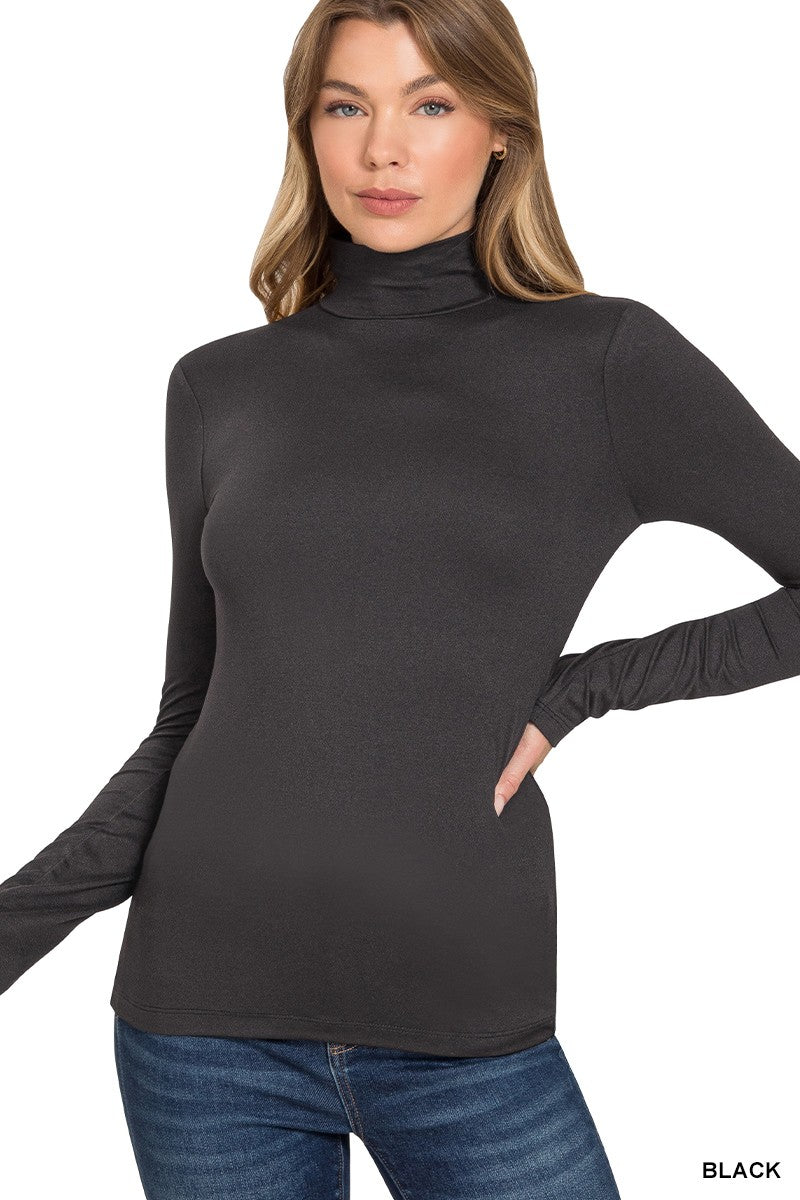 Microfiber Long Sleeve Mock Neck Top