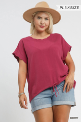 Curvy Drawstring Linen Top