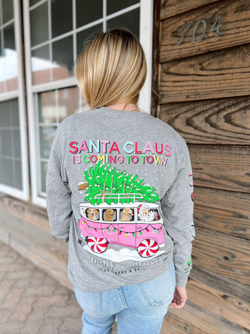 Heather Gray Santa Bus Long Sleeve