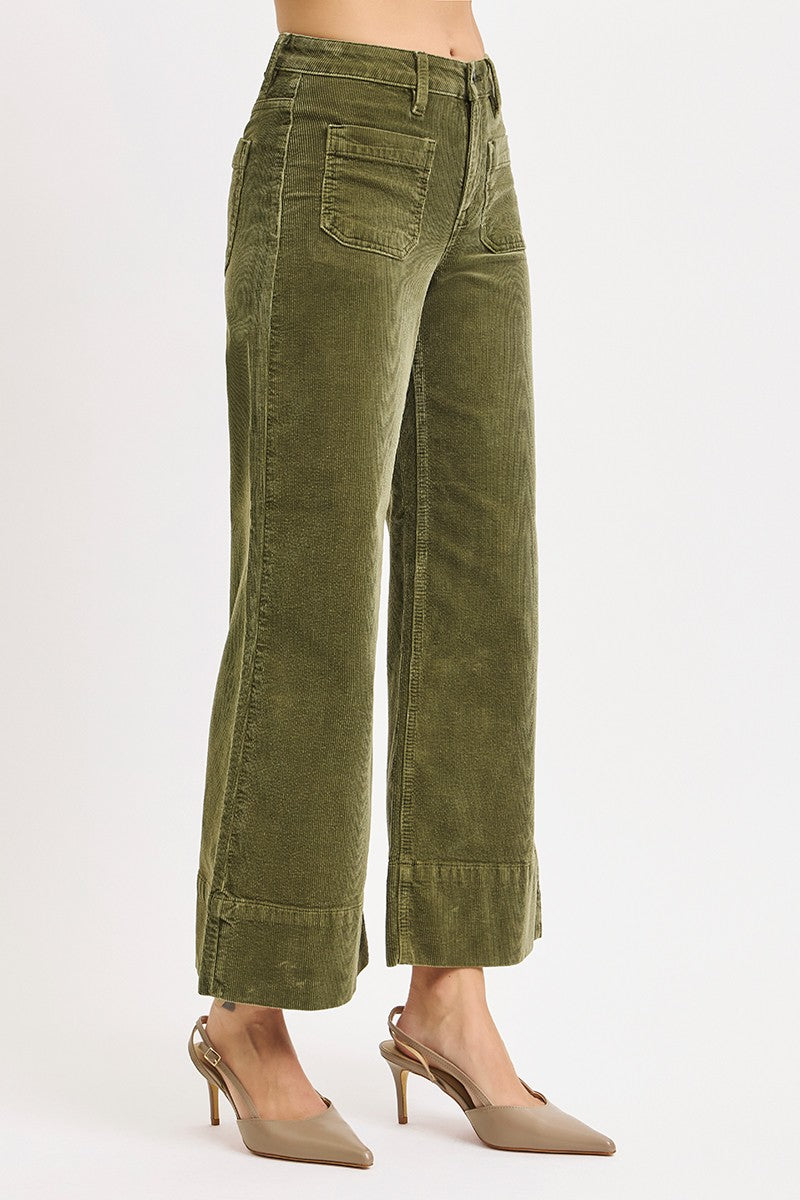Frankie's Olive High Rise Corduroy Crop Pants