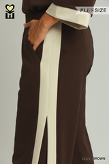 Curvy Luxe Knit Side Stripe Straight Pants