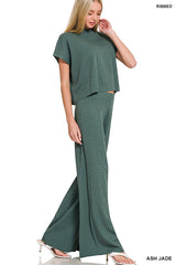 Viscose Sweater Short Slv Top & Pants 2pcs Set