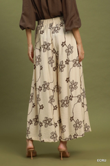 Ecru Wide Leg Elastic Waist Pants