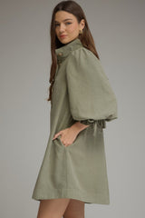 Olive 3/4 Balloon Sleeve Dress