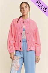 Curvy Neon Pink Cotton Jacket